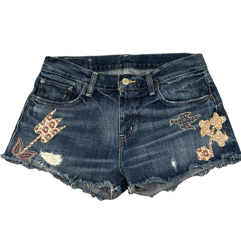 Ralph Lauren Shorts Patchwork Floral Blue Jean Shorts Classic Style 28